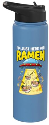 I'm Just Here for Ramen UFO Abduction Funny Noodle Lover Stainless Steel Insulated Water Bottle