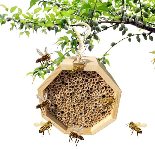 Bienenhotel aus Holz, Bienenhaus, Schmetterlingshaus & Wespenlebensraum, Bestäuberpalast für Einzelbienen, umweltfreundlicher Wespenlebensraum für Garten, Hof, Terrasse, Balkon, Hinterhof, Draußen