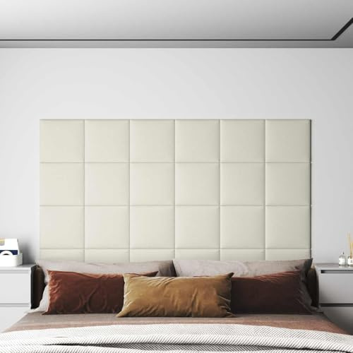 Teenpull Wandkopfteile 12 pcs Creme Samt Wandpaneel rechteckig 30x30 cm Polsterpaneel Schlafzimmer Betthaupt Montage Zubehör Bettrahmen Ersatz