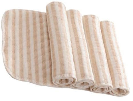 GLEAVI 4pcs Inserts pour Couches Lavables en Coton Biologique Marron Barrière Anti-fuite et Absorption Renforcée pour Bébé et Nourrisson