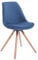 CLP Retro-Stuhl Toulouse Rund Mit Stoffbezug Und Hochwertigem Sitzpolster I Lehnstuhl Mit Stabilem Holzgestell I Sitzhöhe 48 cm, Farbe:blau, Gestell Farbe:Natur