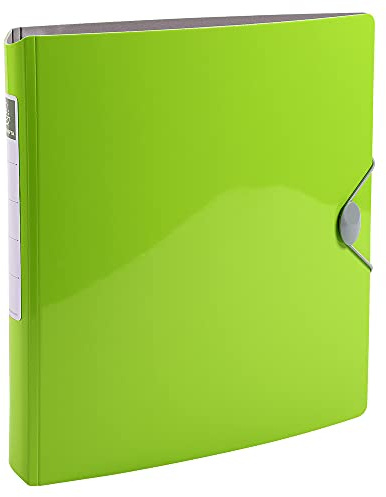 Exacompta - Ref. 51874E - Iderama rigid PP binder with elastic closure - 4 D-rings of 30 mm - Spine 50 mm - External dimensions: 32 x 27 cm - A4 file format - Colour: anise green
