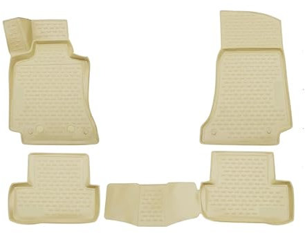 OMAC Gummimatten Fußmatten kompatibel mit Mercedes C Klasse W205 2014-2021 TPE Beige 4X