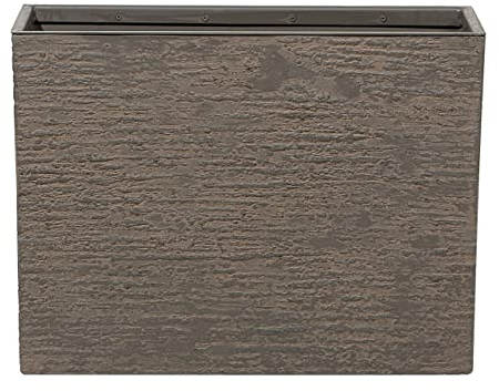 Beliani Praktisches Blumentopf Steingemisch Dunkelbraun rechteckige Form Edessa