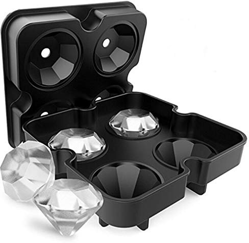 Bac à glaçons en forme de diamant avec couvercle, moule à glaçons en silicone, bac de congélation pour verres à gin, whisky, scotch, cocktail