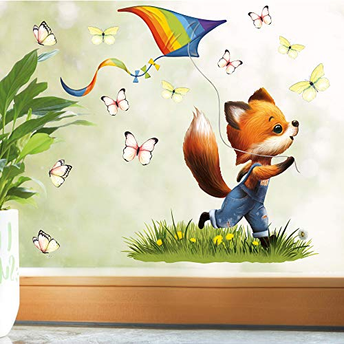 Wandtattoo Loft Fensterbild Frühling Ostern wiederverwendbar Fensteraufkleber Kinderzimmer/Fuchs mit Drache A4 Bogen