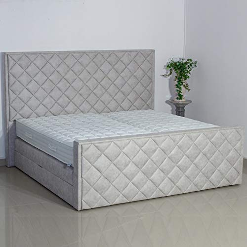 PAARA Luxus Boxspringbett Cabo mit Bettkasten | Antirutsch-Matten | Royal-WS® 500 Taschenfederkern Matratze mit integriertem Original GELAX® Topper Kern | Made in Germany (140 x 200 cm)
