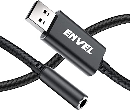 ENVEL Adaptador de Auriculares de 3,5 mm Hembra a USB Macho, Chip Integrado Tarjeta de Sonido estéreo, TRRS 4 Polos Compatible con micrófono USB a Adaptador de Auriculares para PS4 Laptop PC y más