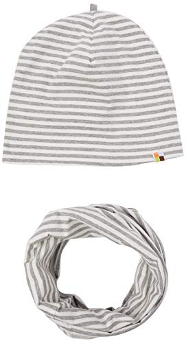 loud + proud Unisex Kinder Set Schlauchschal, Grey, 86/92 Set Mütze + Schlauchschal, GOTS Zertifiziert