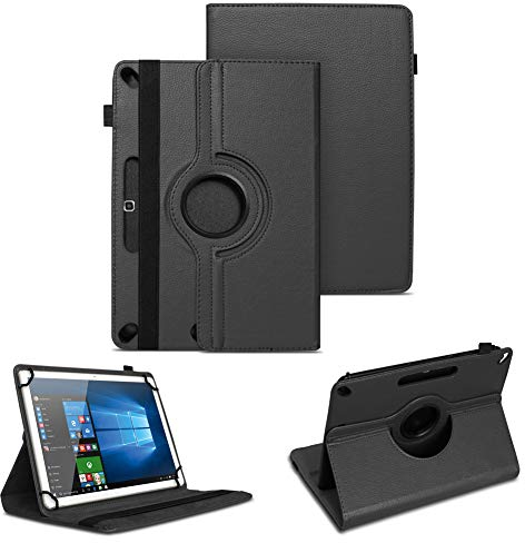NAUC Tablet Tasche kompatibel für ODYS Space One 10 / SE Schutzhülle Universal Kunst-Leder Hülle Standfunktion 360 Drehbar Cover Case, Farben:Schwarz