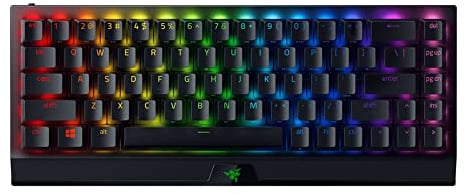 Razer BlackWidow V3 Mini HyperSpeed (Yellow Switch) - Wireless 65% Mechanical Gaming Keyboard (Silent Mechanical Switches, Bluetooth, USB-C, Stealth Pudding Keycaps) US Layout | Black