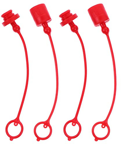 Scicalife Hydraulique Coupleur de Bouchon Anti- Poussière Ensemble Hydraulique Housses Mâle Femelle Raccords Rapides Raccords Rouge Bouchon Attaché À Tuyau (2 Ensembles)