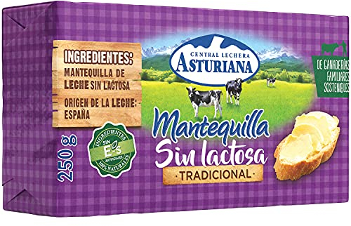 Central Lechera Asturiana Mantequilla Tradicional Sin Lactosa, Pastilla 250g
