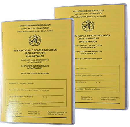 orgaexpert 2er Set Schutzhüllen für aktuellen Internat. Impfpass (Umschlaghülle mit Buchrücken) dokumentenecht - Made in Germany Impfausweis Impfbuch Hülle Etui Impfbescheinigung Mäppchen