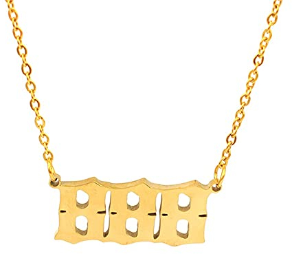 VCCKNB JEWELRY Engelszahl Halskette, Zahl Charm Halskette Engelszahl Halskette 111 222 333 444 555 666 777 888 999 000 Gold Engelszahl Halskette für Damen (B-Gold 888)