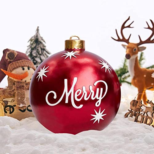Hiraith Outdoor Aufblasbare Weihnachtskugeln, 60cm PVC Riesen Weihnachten Aufblasbarer Ball mit Pumpe, Garten Crafts Ornament Familie Weihnachtsfest Party (60cm, T6 mit Pumpe)
