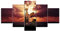 Wondbeau Leinwanddrucke Modulare Wandkunst Wandaufkleber 5 Teiliges Wandbild Druck auf Leinwand Malerei Anime Demon Slayer,Agatsuma Zenitsu Moderne Abstrakte Poster Mit Rahmen L/150×80cm
