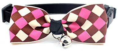 Pet neckband Small Dog Cat Collar Puppy Collars Dog Accessories Bowtie Necklace Many Colors Teacup Small Pet Collars Buckle with Bell (Color : Red, Size : S)