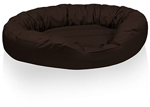 BedDog® Hundebett Sunny, großes Hundekörbchen aus Cordura, waschbares Hundebett mit Rand, Hundekissen oval, Größe L, Chocolate, braun