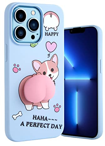 Yoedge Kompatibel mit Apple iPhone 11 Handyhülle 6,1, Dünn Weiche Violett Silikon Flexibler TPU Stoßfeste Bumper Hülle Süß 3D Cartoon Muster mit Peach Butt Design Schutzhülle, Korgi 3