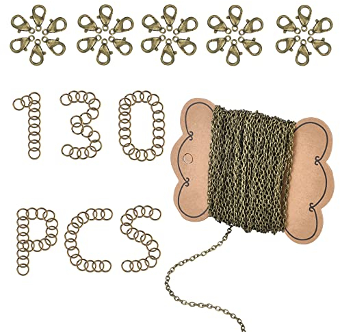 SUNNYCLUE DIY 33Fuß Antik Bronze Panzerkette Gliederkette Breite 4mm Karabinerverschlüssen Aus Messing 100 Biegeringe Aus Messing Schmuckkette Für Die Schmuckherstellung von Armbändern Und Halsketten