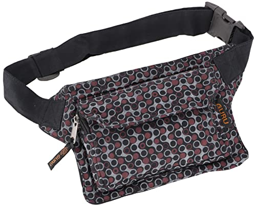 GURU SHOP Bedruckte Stoff Sidebag & Gürteltasche, Farbenfrohe Bauchtasche, Hüfttasche - Schwarz, Unisex - Erwachsene, Baumwolle, 15x20x4 cm