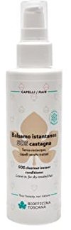 Biofficina Toscana Balsamo istantaneo SOS Castagna, 150 ml – Balsamo spray senza risciacquo idratante e riparatore – Conditioner capelli secchi, trattati e colorati con castagna bio toscana