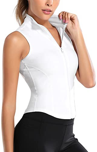 T-Shirt Damen Gym Top Sport Oberteil Yoga Langarm Crop Top Sportshirt Leicht Fitness Reißverschluss Ärmellose