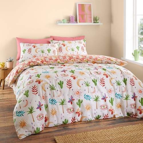Sassy B Fiesta Reversible King Duvet Cover Set with Pillowcases Natural