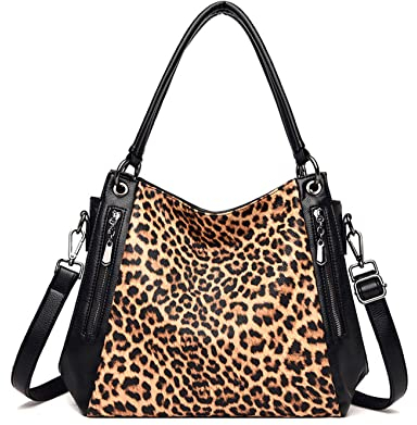 NOTAG Damen-Handtaschen, stilvolles Leopardenmuster, Damen-Handtaschen, weiches PU-Leder, Schultertasche mit mehreren Taschen, Tragegriff oben, Leopardenmuster, Large