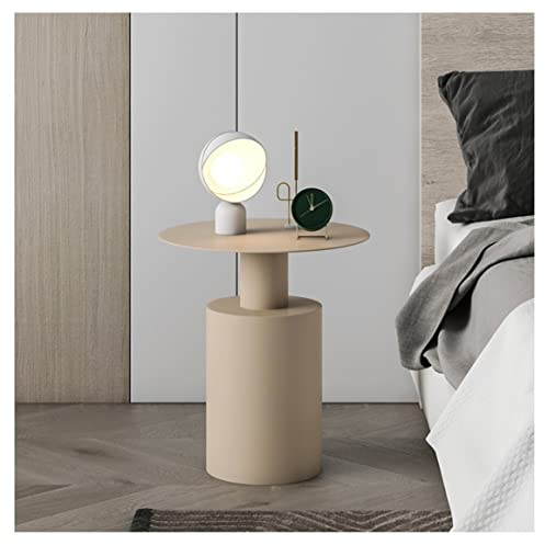 VCADEN Couchtisch Sofatische Kaffeetisch Nachttisch Aus Eisen, Schlafzimmer, Nachttisch, Kleiner Beistelltisch, Ecktisch Beistelltisch Sofatisch Wohnzimmertisch (Color : Beige, Size : 40 * 50cm)