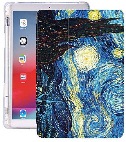 Hülle für icase für ipad 9,7 Zoll, Modell 2018/2017, 6./5. Generation, stoßfeste, robuste Hülle mit leichtem Smart Cover mit Stifthalter für Schutzhülle A1893/A1954/A1822/A1823, Van Gogh P