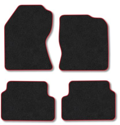 Car Mats Compatible With Ford Focus (1998-2004) [Mk1] Red Trim Carpet Tailored Fit Car Floor Mats Set Accessory Custom Fit Water-Resistant Anti Slip Backing All Weather Full Coverage Protection