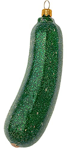 Christbaumschmuck Glas 12cm Zucchini Gemüse mundgeblasen handbemalt Weihnachtskugeln grün