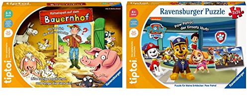 Ravensburger tiptoi Spiel 00125 Rätselspaß auf dem Bauernhof - Lernspiel ab 3 Jahren & tiptoi Puzzle 00135 Puzzle für kleine Entdecker: Paw Patrol, Kinderpuzzle für Kinder ab 4 Jahren