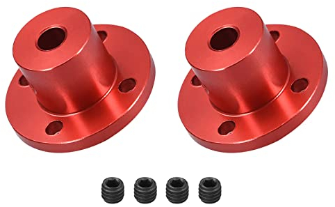 DMiotech 2 Pack 5mm Innen Durchmesser H15xD15 Flansch Kupplung Anschluss Starre Leitfaden Welle Unterstützung Kuppler Welle Kupplung mit Schrauben für DIY RC Modell Motoren Rot