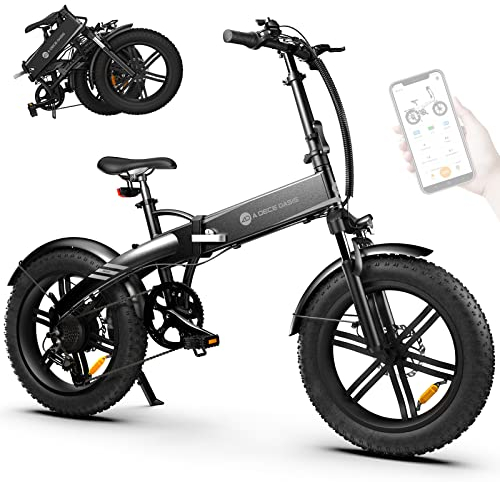 A Dece Oasis ADO Elektrofahrrad Faltbares Mountainbike, 20''*4.0 Fat Tire E-Bike mit Drehmomentsensor, 14,5-Ah-Akku, 7-Gang-Getriebe,IPX7 IPS-Farbdisplay, ADO EBIKE-App-Steuerung-Black