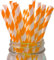 SDS Paper Straws 25pcs, Biodegradable Recyclable Drinking Straws for Wedding | Birthday Party Straws for Cocktail, Holiday, Coffee, Soda, Baby Shower Suppliers (White with Orange Stripes)