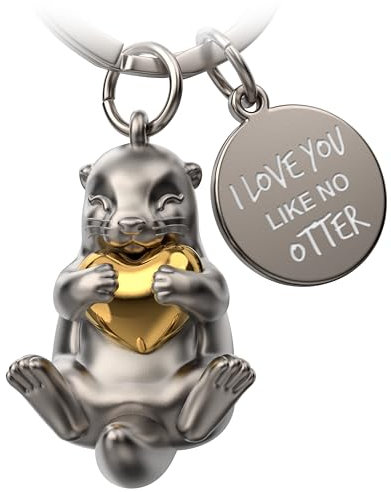 FABACH Otter Schlüsselanhänger Otty mit Herz - Glücksbringer Otter Geschenke Freundin - Partner Geschenke Liebe Schlüsselanhänger Paare Jahrestag - Gravur I love you like no otter