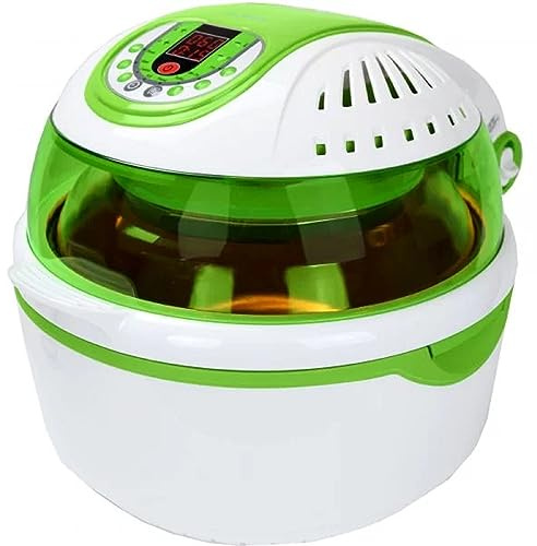 Syntrox Germany Turbo-Heißluftfritteuse Heißluftgarer Airfryer Küchenmaschine mit LED-Display fettfrei, Multifunktion, Turbo-Heißluftgarer, 1400 Watt, 240 Volt (Grün)