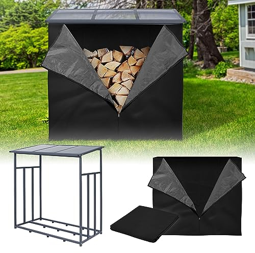 ML-Design Abri Bois de Chauffage, Étagère Rangement Extérieur Métal, Anthracite, XL 143 x 70 x 145, Abri à Bois de Cheminée 1,2 m³, Support Stable de Stockage Bûches de Bois, Housse de Protection