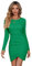RPAEOY Kleider Damen Rundhalsausschnitt Langarmkleid Sexy Bodycon Überkreuzter Saum Cocktail Enger Partykleid Midikleid Elegant Hohe Taille Festlich Party (Grün,S)