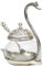 DreamKraft Bol en forme de canard fabriqué à la main avec cuillère – Ensemble de bols décoratifs en verre bleu – Figurine en aluminium finition dorée pour la maison, le bureau, cadeau et décoration