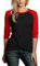 Baseball-T-Shirt für Damen, Dreiviertelärmel, Oberteil für Damen, 3/4-Ärmel, Damen-Top, Übergröße, Schwarz & Rot Damen Raglan, X-Groß