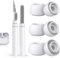 4 pares de almohadillas de repuesto para AirPods Pro de 2ª/1ª generación, agujero de reducción de ruido y pantalla protectora contra el polvo integrada, con bolígrafo limpiador de silicona para funda
