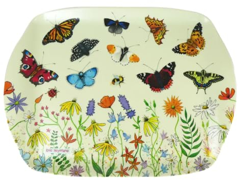 Emma Ball Butterfly Garden - Colourful Medium Melamine Tray - Multi-Coloured - 35 cm