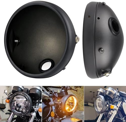 Gokelomg 7 Motorrad Retro LED Scheinwerfer Basis in Schwarz