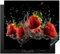 KitchenYeah© Copri Piano Cottura 60x52 cm Coprifornelli Tappetino per Induzione Fornello Tutto per la Cucina Fragole - Frutto - Rosso - Acqua - Nero