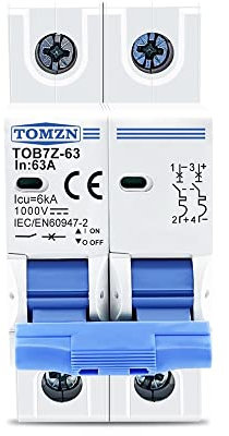 Interruttore Magnetotermico Mini interruttore solare 2P DC 1000V 3A 6A 10A 16A 20A 25A 32A 40A 50A 63A DC MCB for impianto fotovoltaico Differenziale Riarmo Automatico (Misurare : 63A)