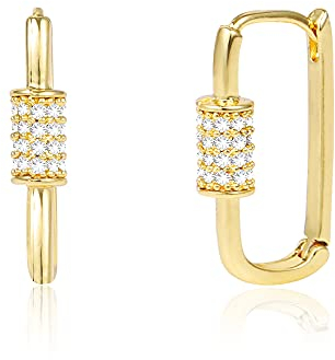 Gold Ohrringe Kleine Creolen Damen, Kleine Rechteck Ohrringe Hypoallergen Quadratische Creolen Ohrringe Kleine Geometrische Creolen Ohrringe Statement Zirkonia Ohrringe Damen Mädchen